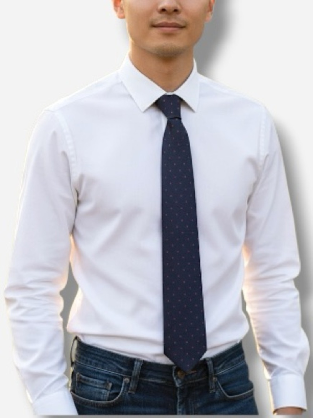 🌸New🌸 Gap Men’s Tie 100% Silk Navy Blue Dots NWT
